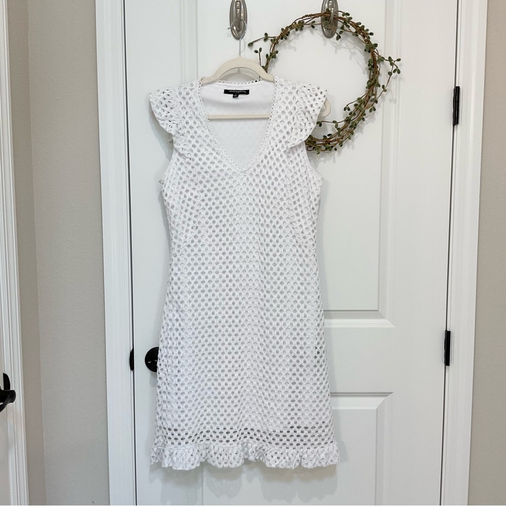 Sharagano Sleeveless White Lace Dress Size 4, EUC